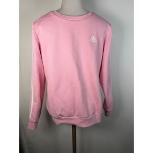 Adidas Essentials 3-Stripe Crewneck Sweatshirt Pink Womens Small Pullover Fleece